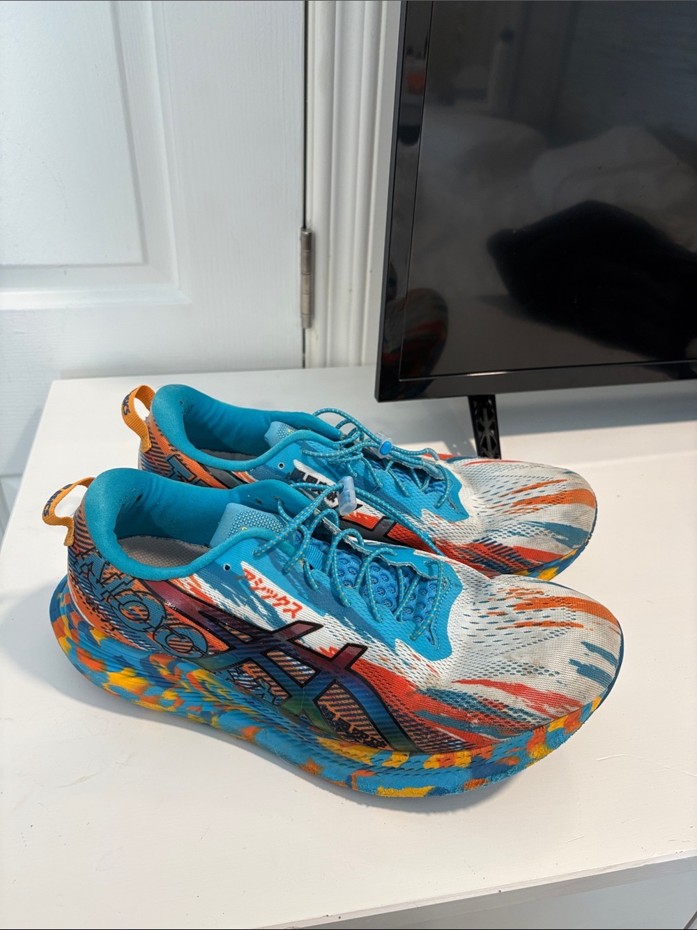 ASICS Kids Blue/Orange/White Multicolor Running Sneakers